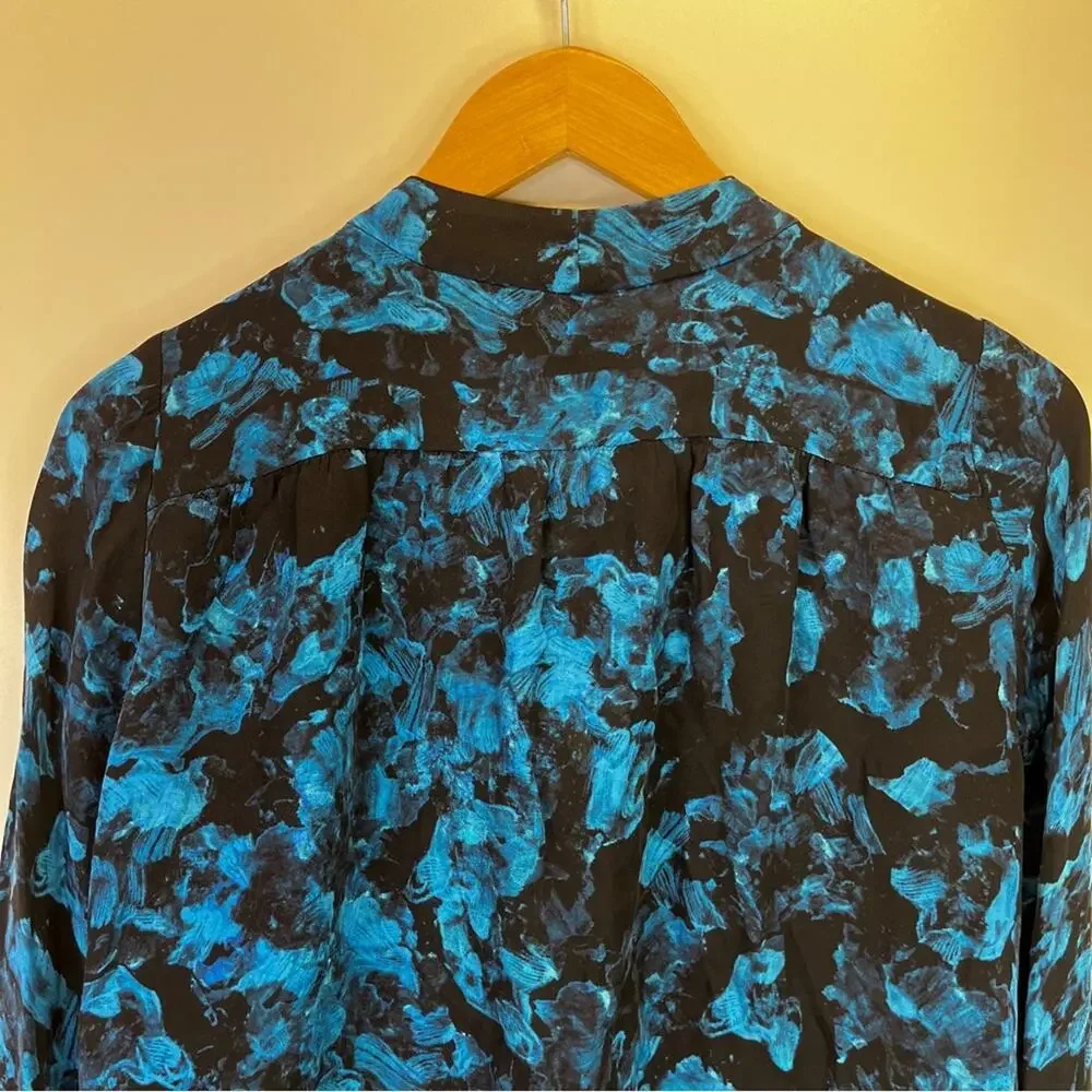 Parker Rio Silk Blend blouse blue black - S